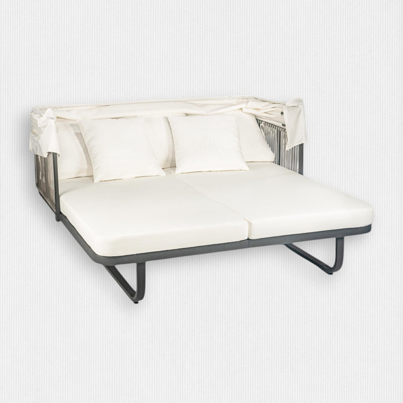 60'' Wicker Outdoor Patio Daybed, Beige
