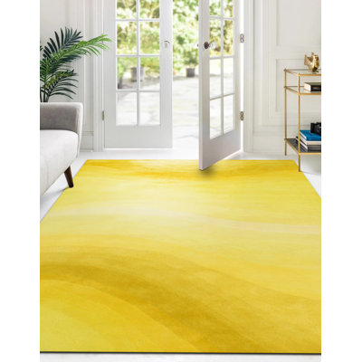 Tapis jaune en laine touffeté à la main Passarelli