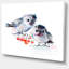 Oiseaux sur une branche avec baies rouges - impression sur toile tendue-19409365