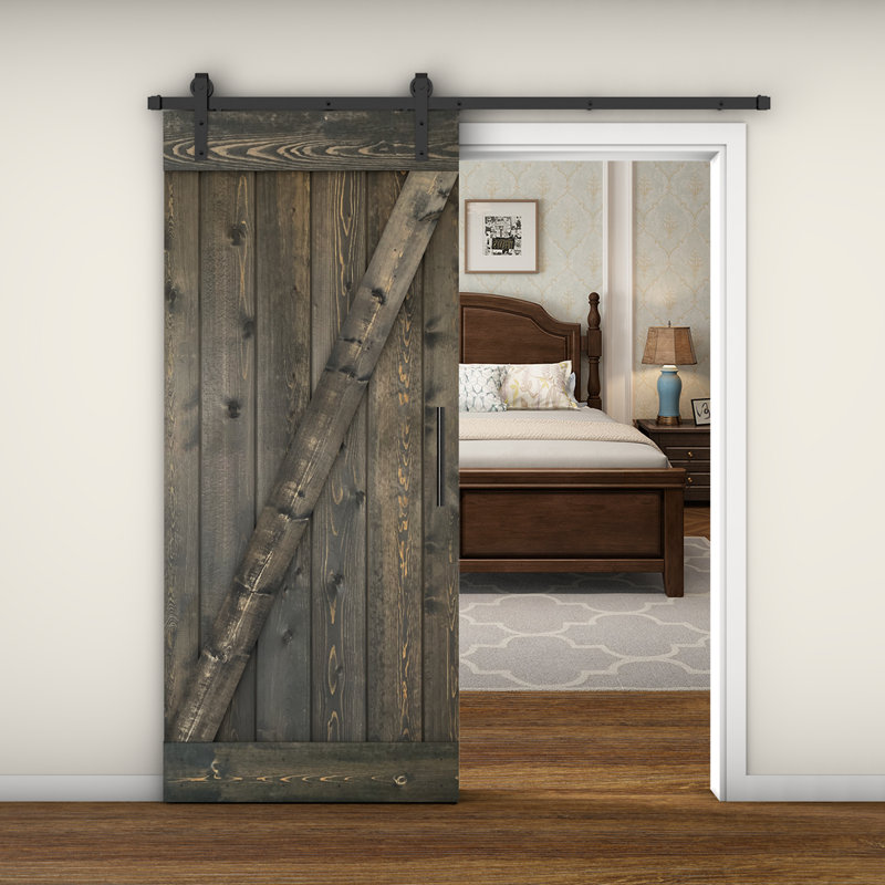 Porte de grange coulissante à panneaux en bois Z Series avec trousse de quincaillerie d'installation (DIY) 1 1, 30 po x 84 po
