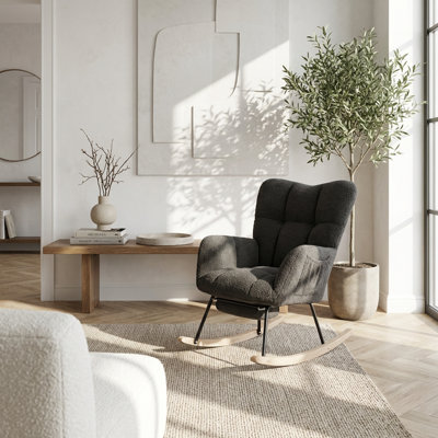 Chaise berçante confortable en tissu Teddy