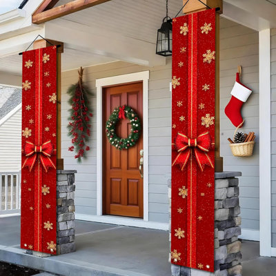 Merry Christmas Doors Banner Ball Porche sign for Christmas Front Front