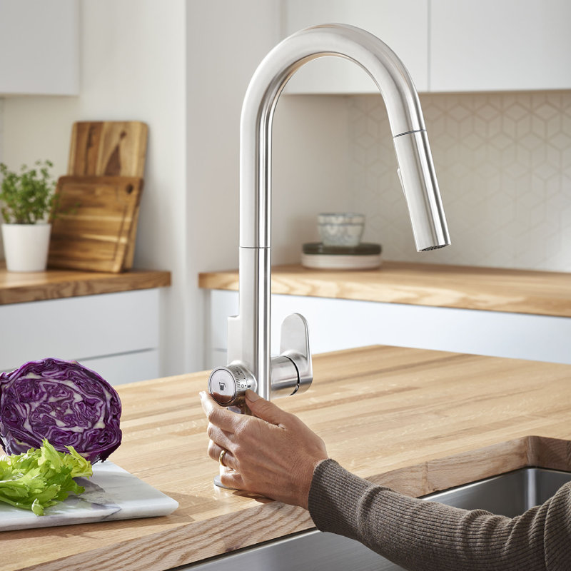 Robinet de cuisine à poignée simple Beale, Acier inoxydable