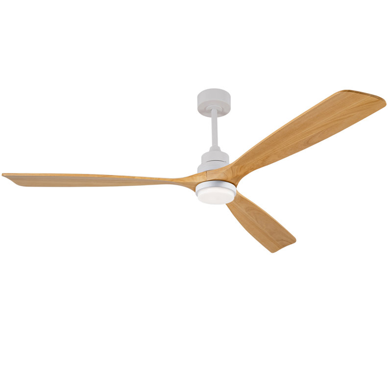Grands ventilateurs de plafond de 72 pouces avec lumières et télécommande, ventilateur de plafond extérieur pour patio, ventilateur de plafond blanc avec lumières pour chambre à coucher, moteur à courant continu silencieux, 3 pales en bois massif à DEL à intensité variable