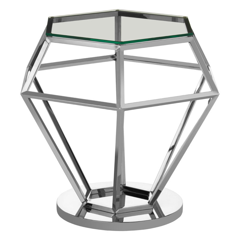 Redd Glass Top Frame End Table, Silver