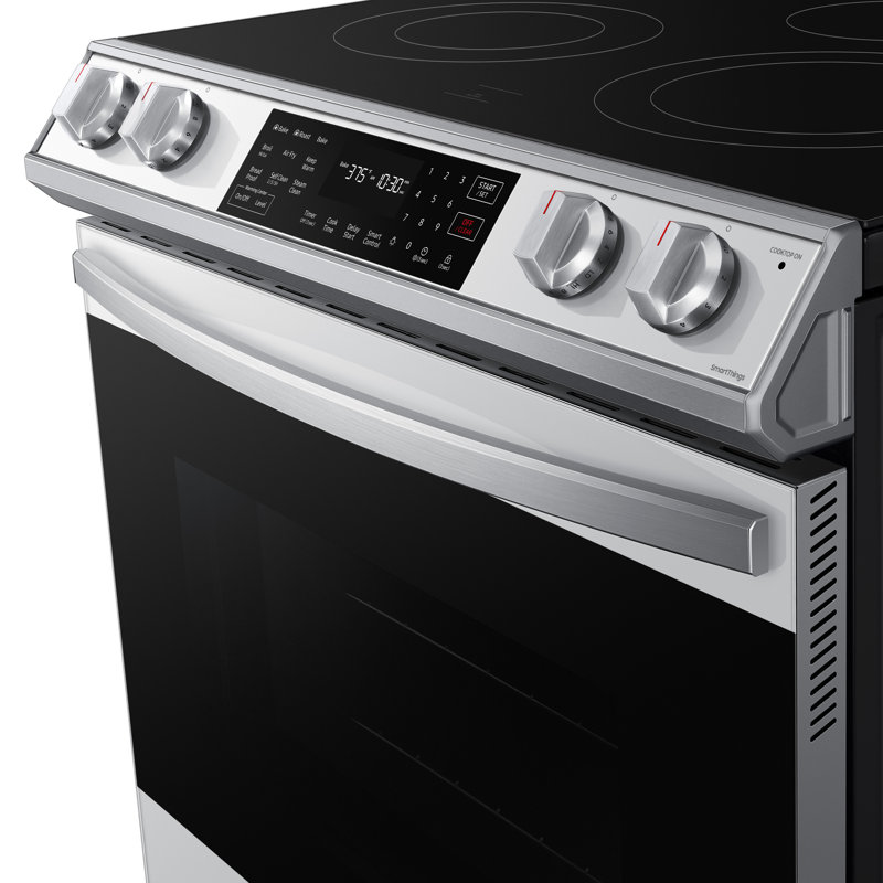 Samsung 6.3 cu. ft. Smart Slide-in Electric Range with Air Fry & Convection in Bespoke White Glass