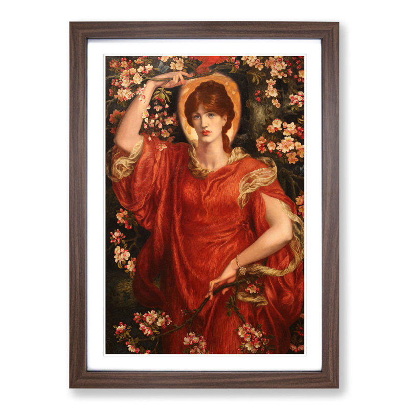 A Vision of Fiammetta by Dante Gabriel Rossetti - Picture Frame Painting, Walnut Framed, 65cm H x 48cm W x 2cm D