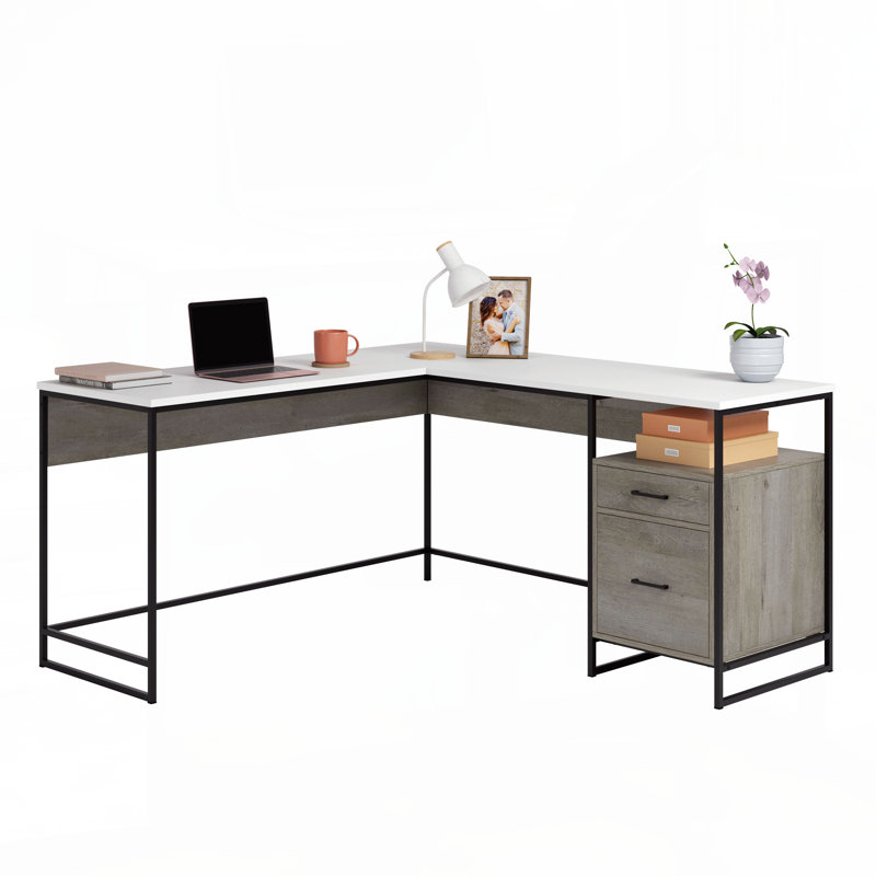 Bureau en L, finition brune