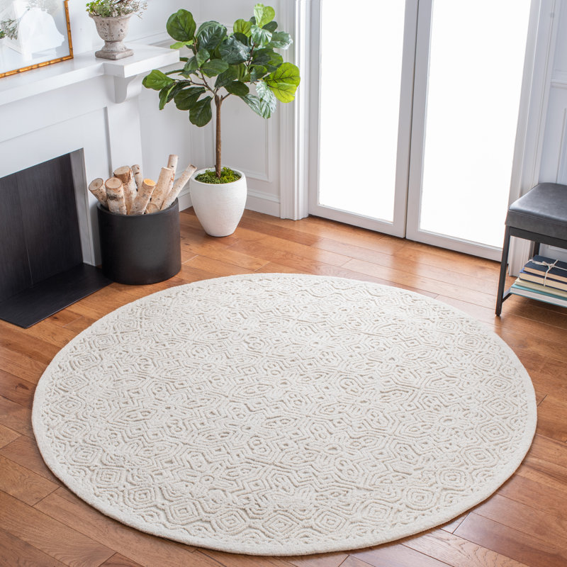 Tapis géométrique en laine / coton touffeté à la main Jellisa, Rond 10 pi