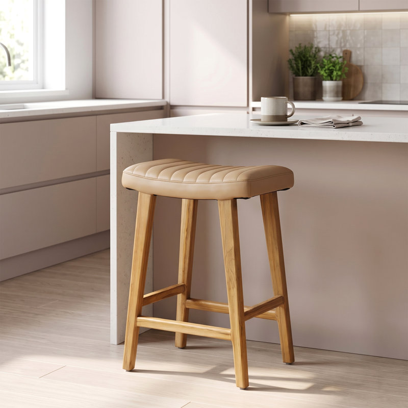 Tabouret de bar Bonita, Teck naturel, À hauteur de comptoir