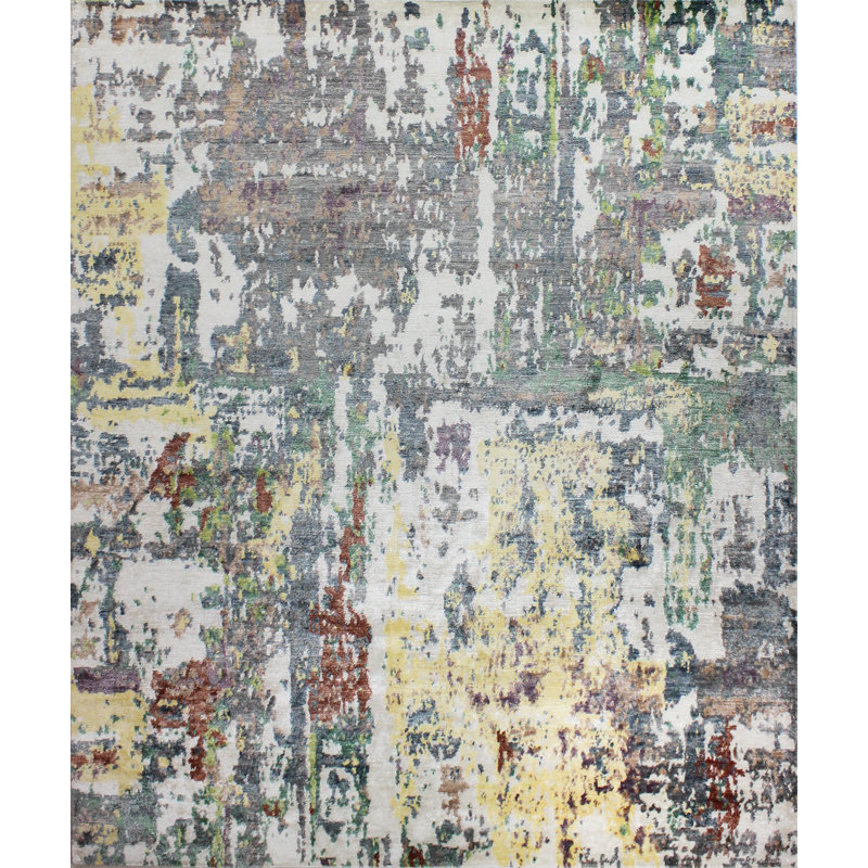 Hand-Knotted Multicolor Viscose Rectangular Rug 6' x 9'