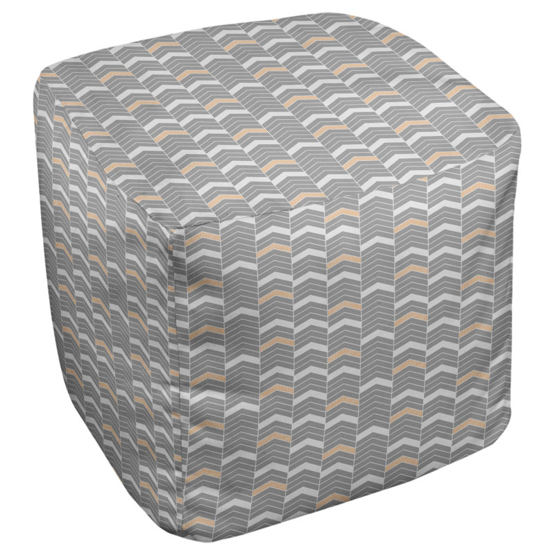 Repose-pieds cube à chevrons bicolores, Orange
