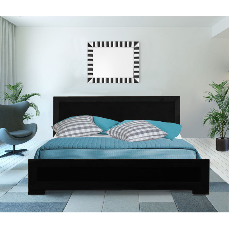 Trent Wood Low Profile Platform Bed, King, Black