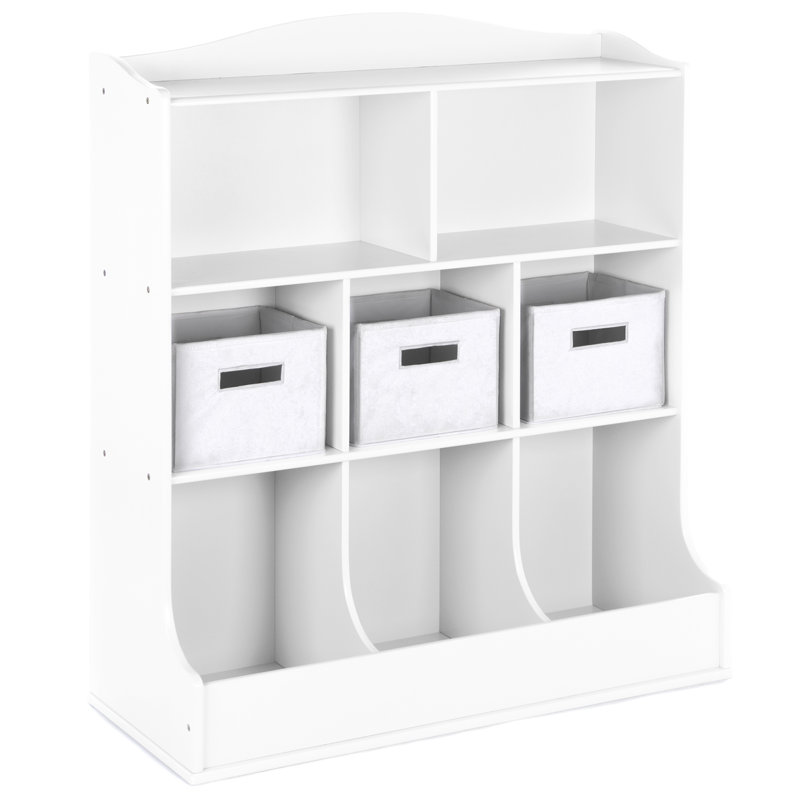 White Wooden Kids' Toy Storage Organizer with Cubbies