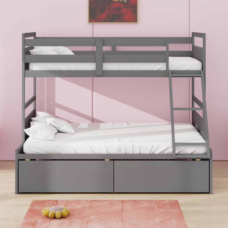 Lit superposé avec tiroirs de rangement, Gris
