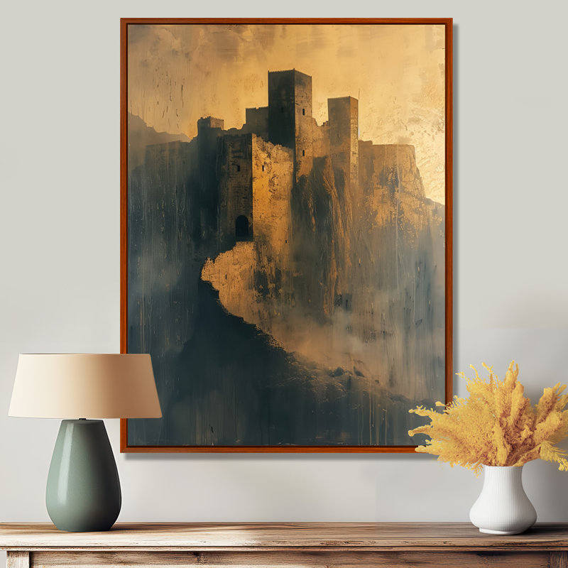Ancienne citadelle de Babylone II - Fortress, salon d'art mural, Toile avec cadre flottant brun, H 20 po x l 12 po x P 1 po