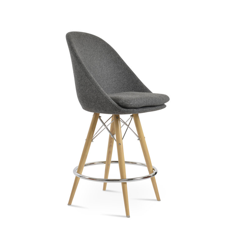 Tabouret de bar et de comptoir Avanos en laine, Gris foncé, Tabouret de bar (siège d'une hauteur de 28,7 po), Naturel