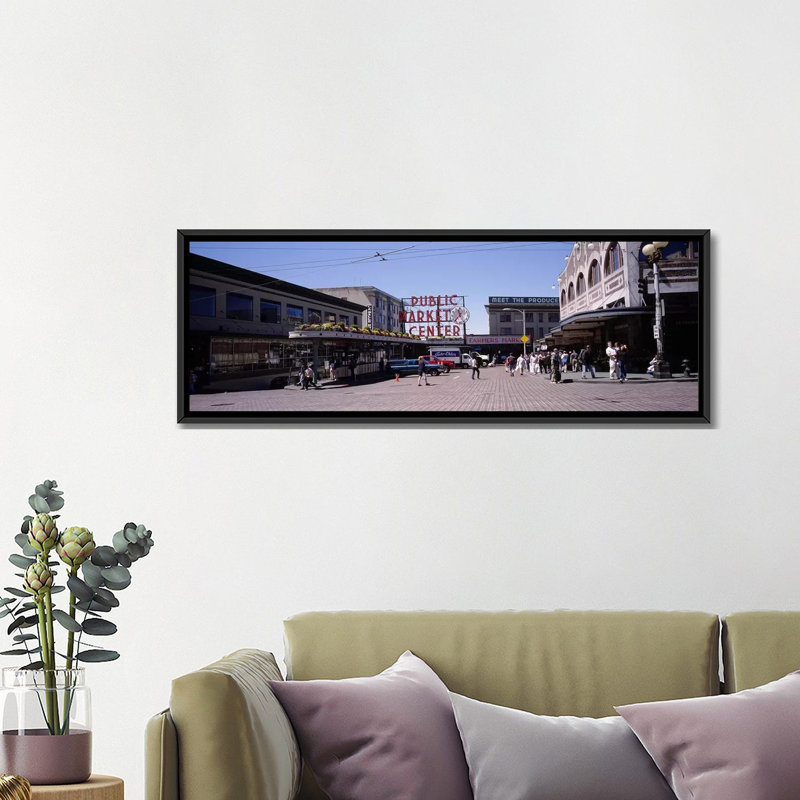Impression sur toile tendue, seattle, washington, H 12 po x l 36 po x P 1,5 po, Toile avec cadre noir