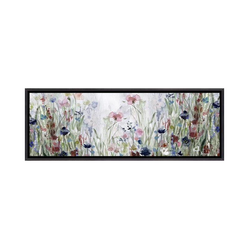 «Wildflower Fields On Canvas» par Carol Robinson, reproduction, Encadrement noir décoloré, H 24 po x l 72 po x P 1,5 po