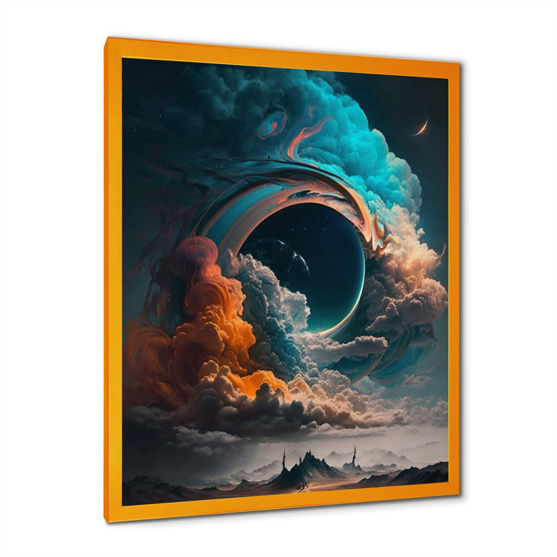 «Futuristic Landscape in Space I», reproduction sur toile, Cadre photo doré, L 12 po x H 20 po