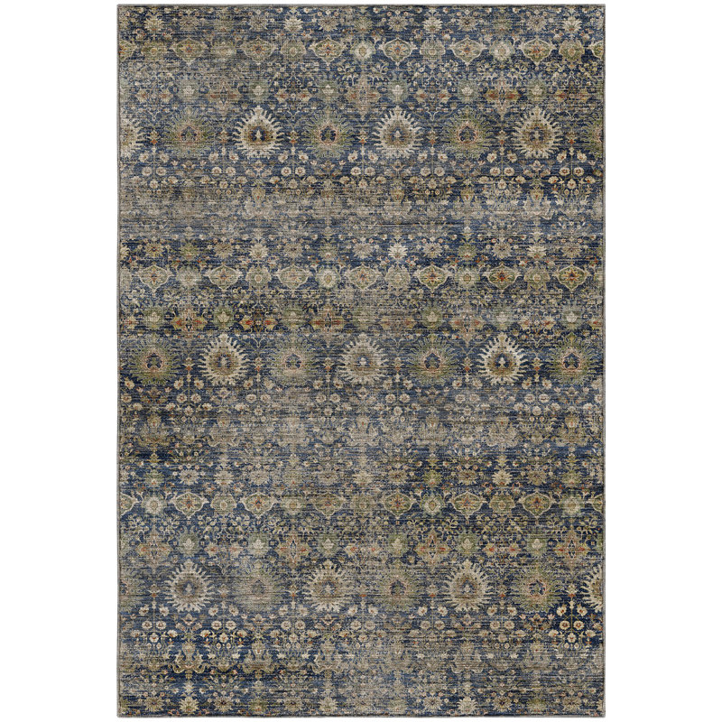 Tapis traditionnel Tirico, Marine, 9 pi x 12 pi
