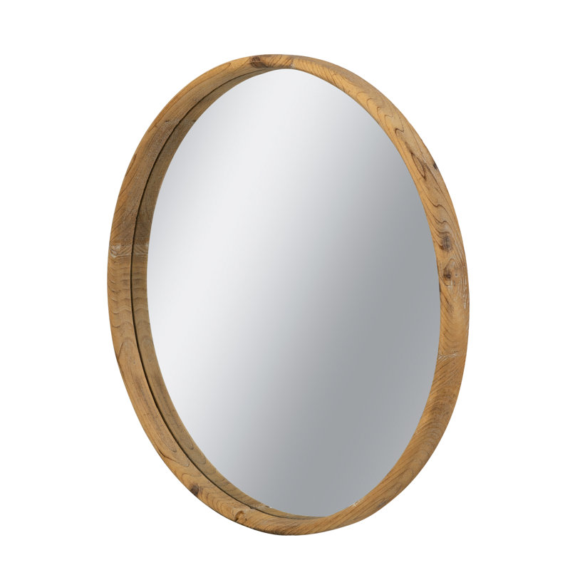 Miroir mural rond Krenar, 27,5 po x 27,5 po, Bois