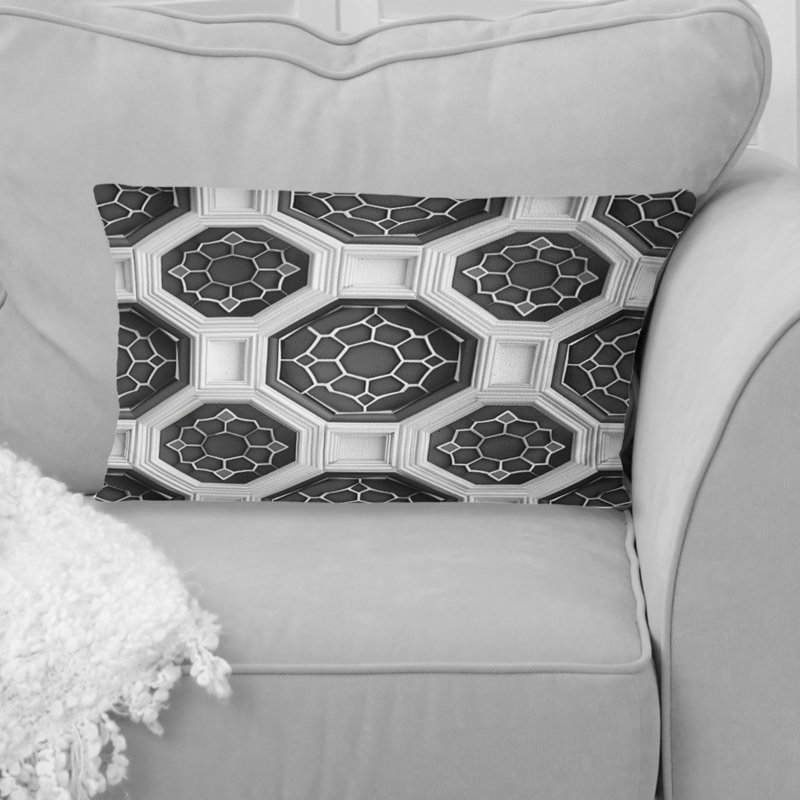 Coussin lombaire moderne noir hexagonal moderne III