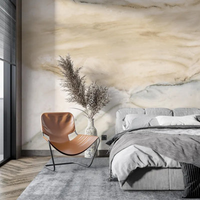 Beige Marble Stone Texture Wall Mural With Soft Natural Veining