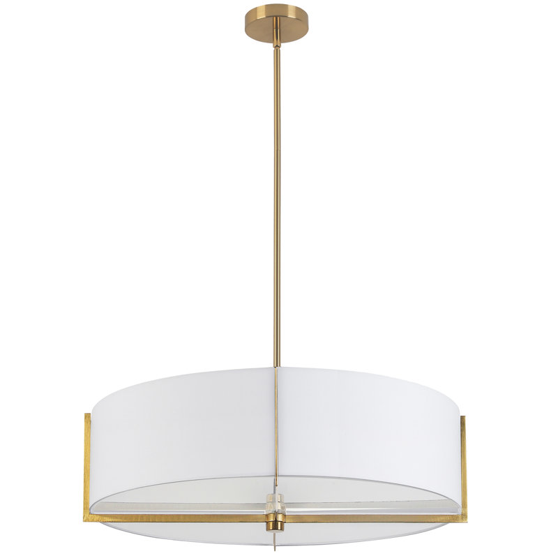 Luminaire suspendu incandescent 4 lumières Braidon, Blanc, Laiton vieilli