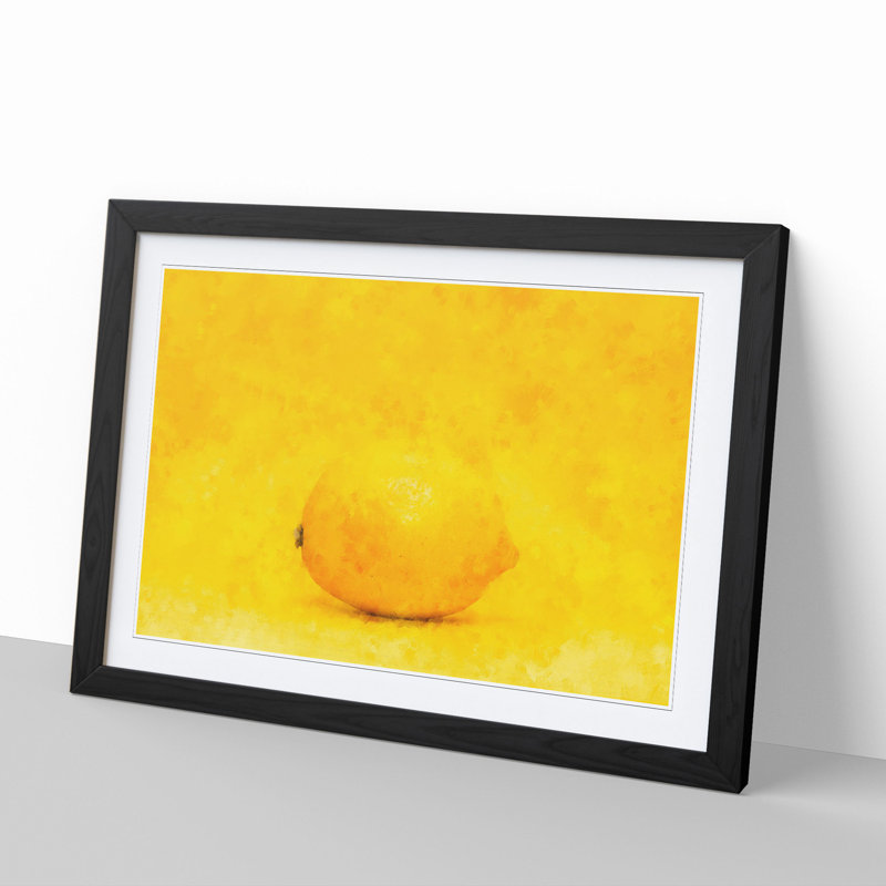 Lemon Yellow - Picture Frame Painting, 36cm H x 48cm W x 2cm D, Black Framed