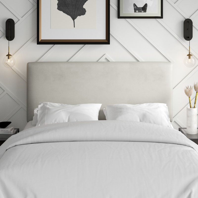 Tête de lit tapissier Eisley, Grand, Bella Light Grey Performance Velvet