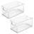Stackable Pantry Bin with Handles - Storage Bin for Organizing Kitchen Cabinets, Fridge, or Freezer