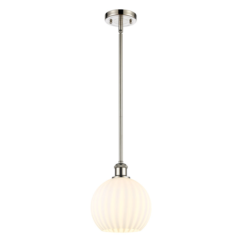Luminaire suspendu 1 lumière Sabanc, H 10 po x l 8 po x P 8 po, Nickel poli