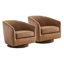 Fauteuil demi-tonneau pivotant en cuir véritable Bennett (ensemble de 2)-107095655