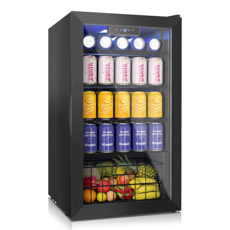 Réfrigérateur à boissons 17 pouces pour 116 canettes de soda, mini réfrigérateur à boissons autoportant avec porte réversible pour bar d'appartement