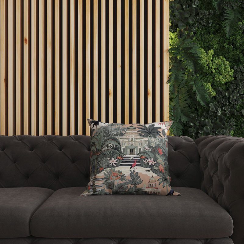Coussin Divine Foliage, H 16 po x l 16 po, Vert / rose