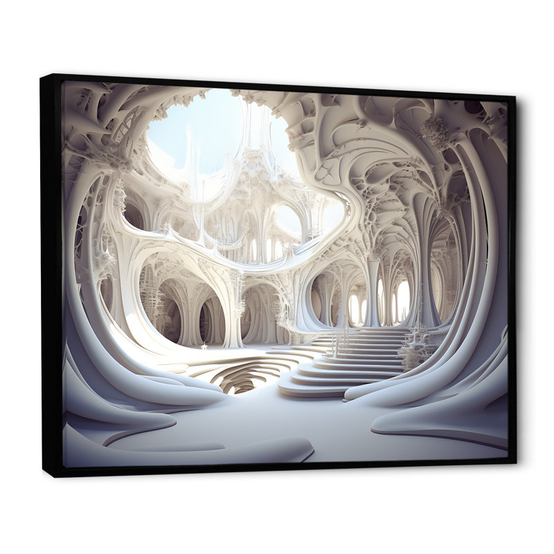 Dreamscape surréaliste fractal fantaisie II - surréalisme, Cadre flottant noir, H 34 po x l 44 po x P 1,5 po