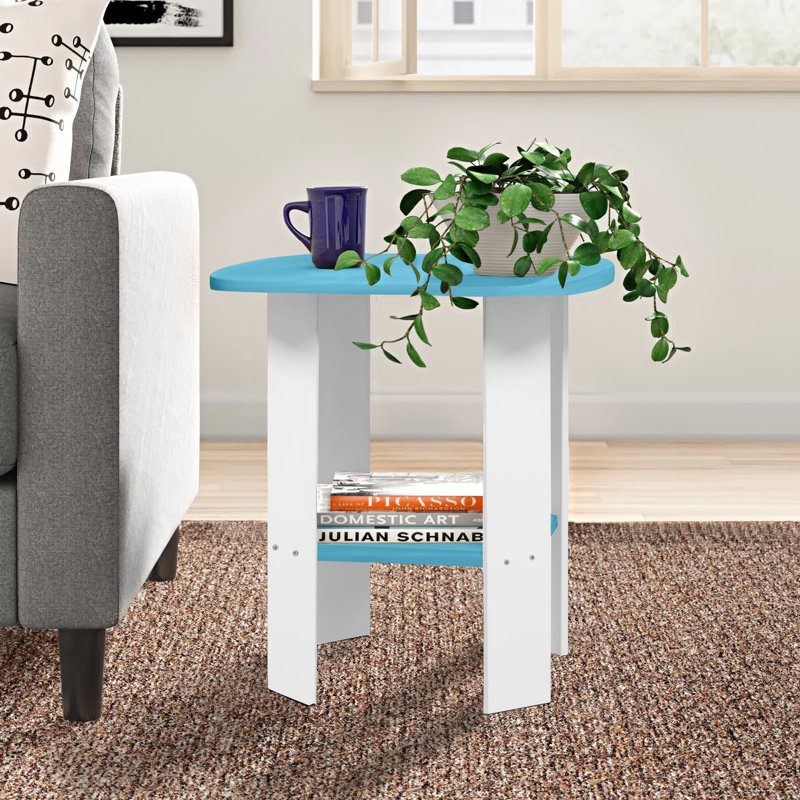 Sarwar End Table, Light Blue/White