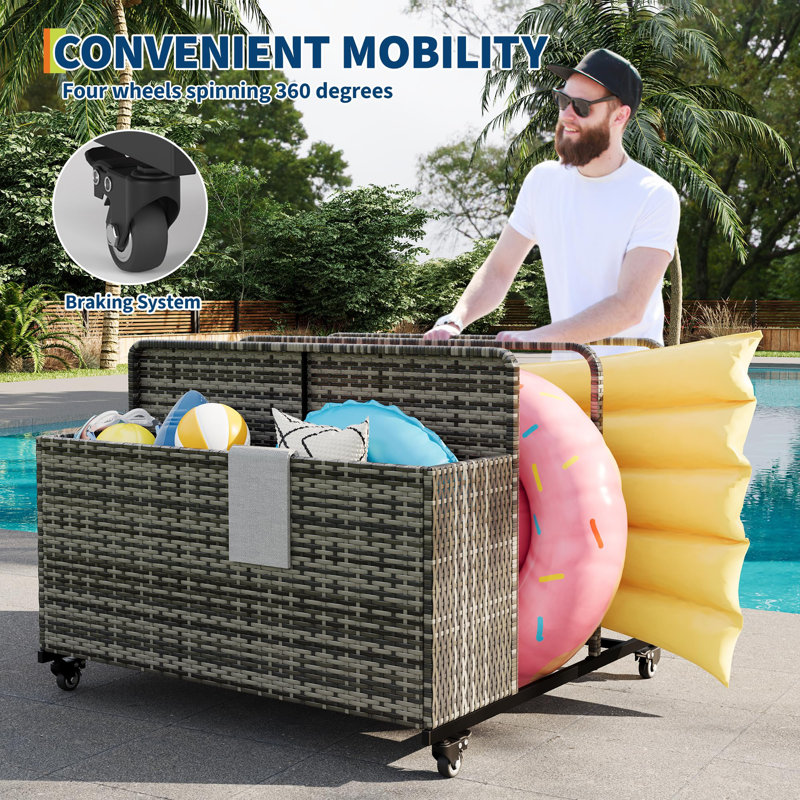 Rangement flottant pour piscine avec roulettes, Gris
