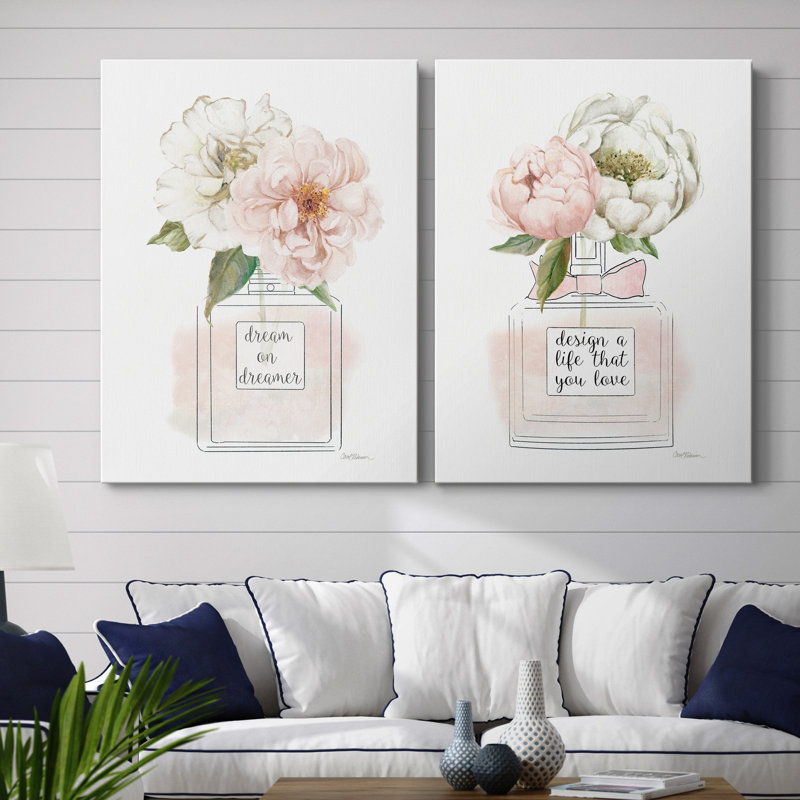Floral Fragrance I - Ensemble de 2 reproductions d'art, H 32 po x l 48 po x P 1 po, Toile tendue, Pas de tapis