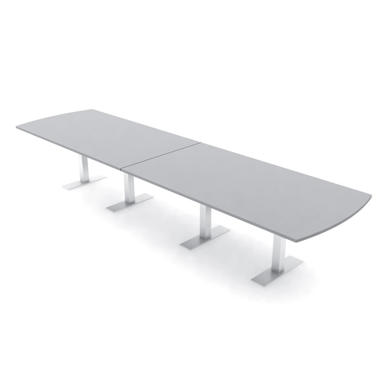 Table de conférence Pavert Arc, H 30 po x l 168 po x P 48 po, Argent argent, Brouillard gris