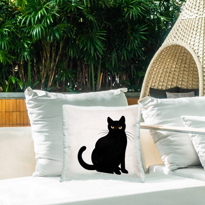Coussin d'extérieur à imprimé de yeux de chat noirs par Jo Taylor