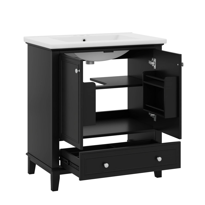 Ensemble de meuble-lavabo 30 po avec lavabo, portes et tiroir, Noir
