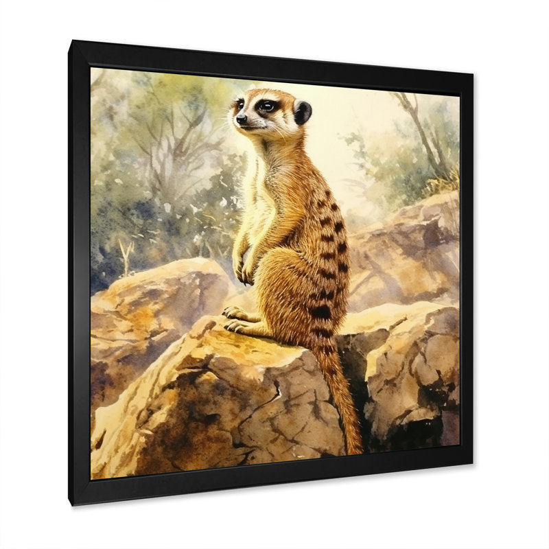 Suricate II, impression sur toile, H 16 po x l 16 po x P 1 po, Cadre simple noir