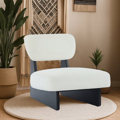 Set Of 2 Design-Inspired Polyester Upholstery Accent Lounge Chair With Wood Base