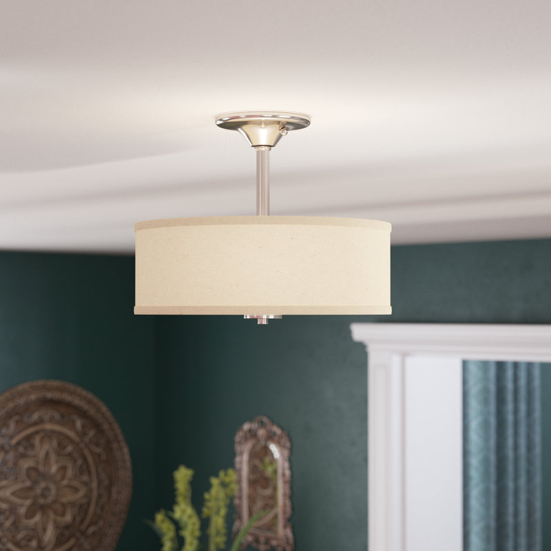 Plafonnier semi-encastré à 2 lumières de 13 po Armindo, Nickel brossé