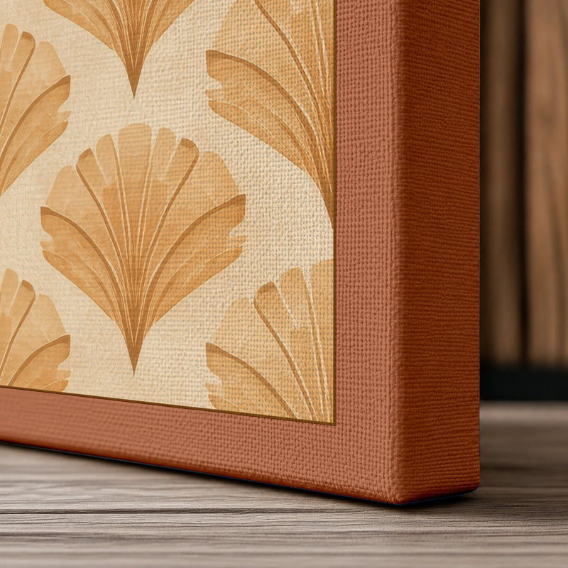 Scalloped Fan Pattern Art Deco - Wrapped Canvas, 18x12 - 45.7 x 30.5 cm, Terracotta Border
