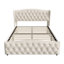 UK & EU Sizes Velvet Ottoman Bed Frame with Hydraulic Gas Lift Storage, Diamond Tufted Wave Wingback Upholstered Platform Bed with Nailhead Trim, Grey/Beige-1008854529-1009598061