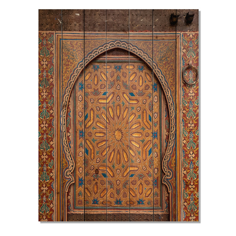 «Morroco Antique Door», reproduction sur bois naturel, H 46 po x l 36 po x 1,5 po
