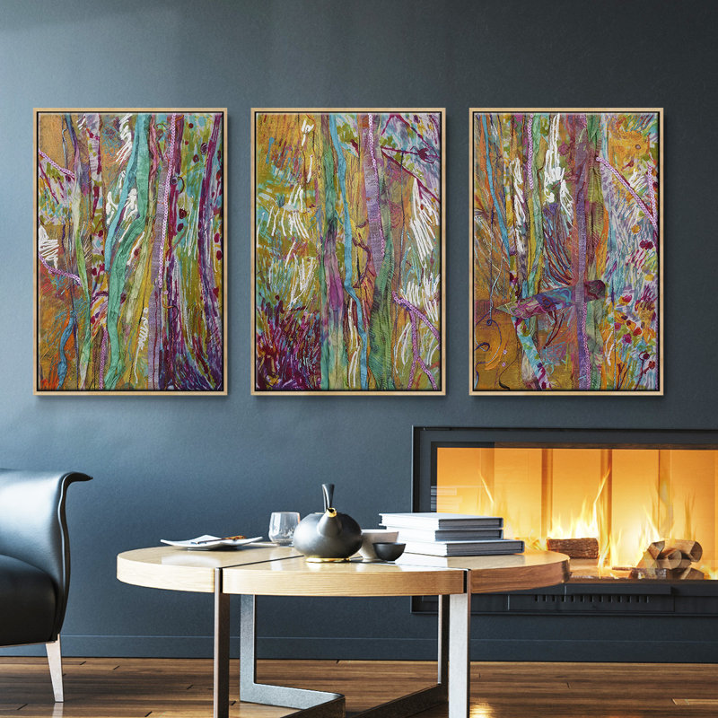 " Waking Dream I " 3 - Pieces, Natural Wood, 40" H x 78" W